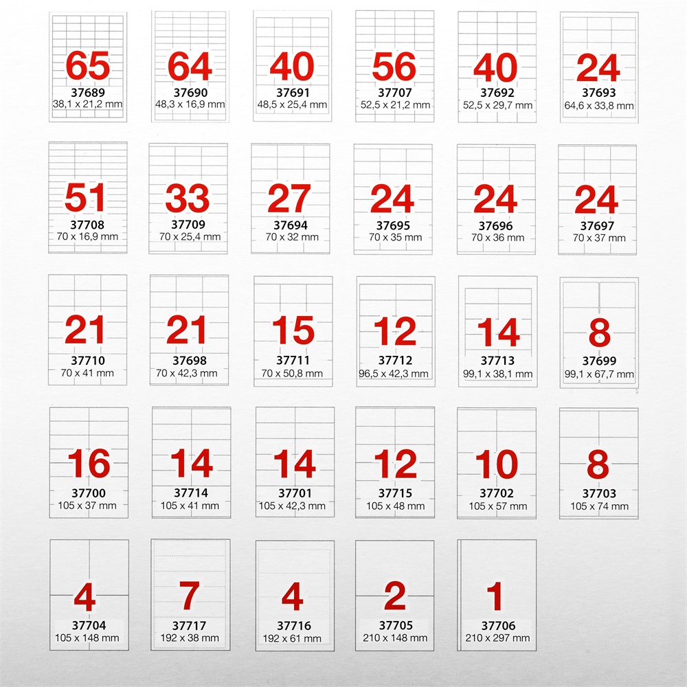 Etikety samolepiace 70x37mm (24/A4), 100ks, A-SERIES