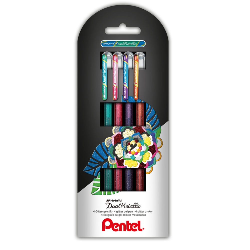 Roller gélový Pentel Dual Hybrid K110 mix farieb sada 4ks