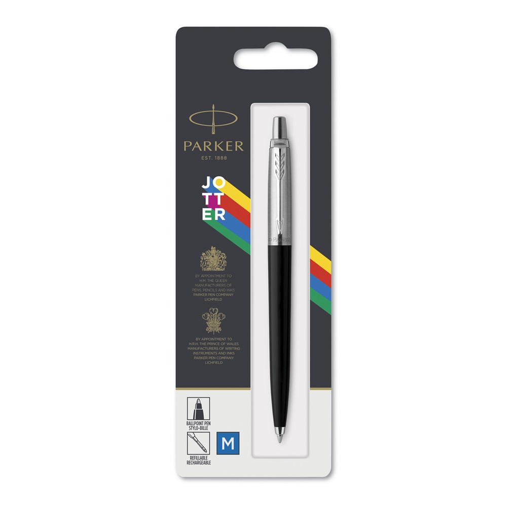 Guľôčkové pero čierne Parker Royal Jotter náplň modrá