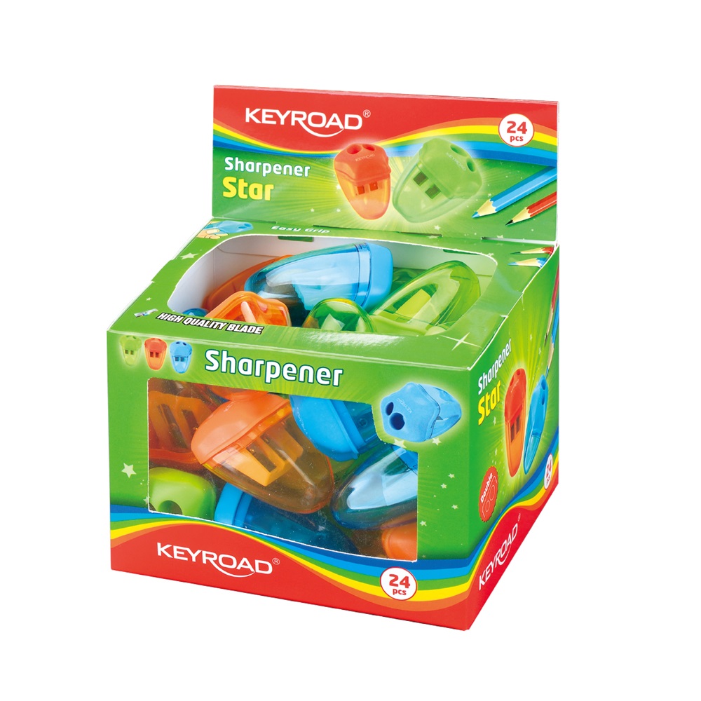Strúhadlo 2-dierové Keyroad Starfish plastové mix farieb 24ks v balení