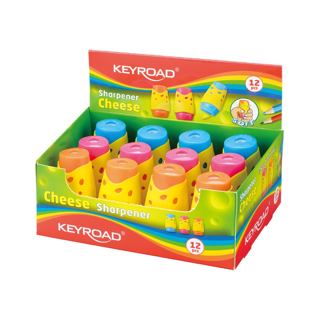 Strúhadlo 2-dierové Keyroad Cheese so zásobníkom a vekom mix farieb 12ks