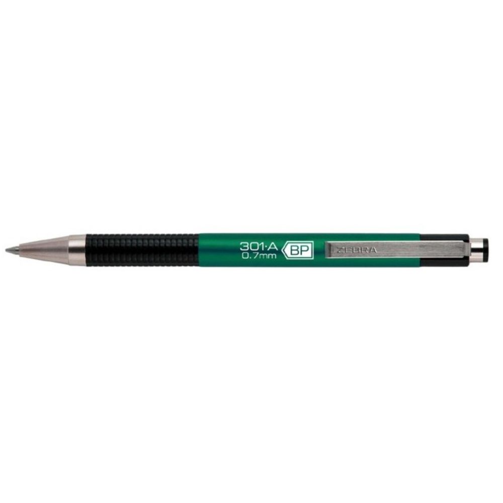 Guľôčkové pero 0,7mm zelené ZEBRA F-301A náplň modrá
