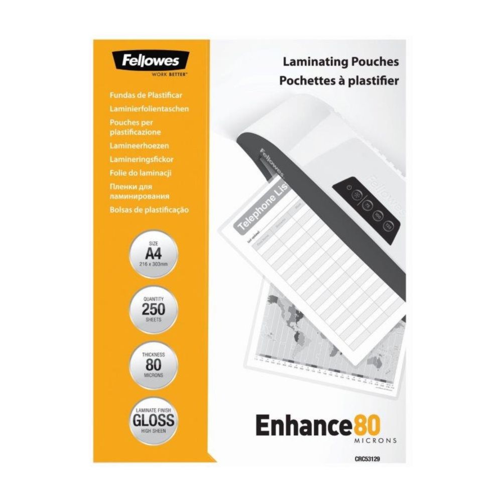 Laminovacia fólia A4 80mic 250ks lesklá, Fellowes