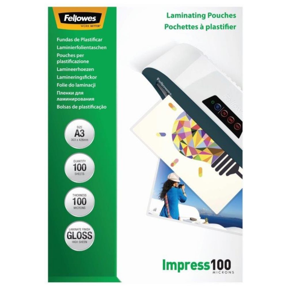 Laminovacia fólia A3 100mic 100ks lesklá, Fellowes