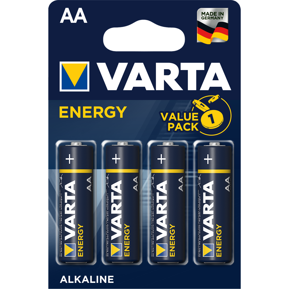 Batéria AA tužková LR6 alkalická 4ks v balení, VARTA ENERGY
