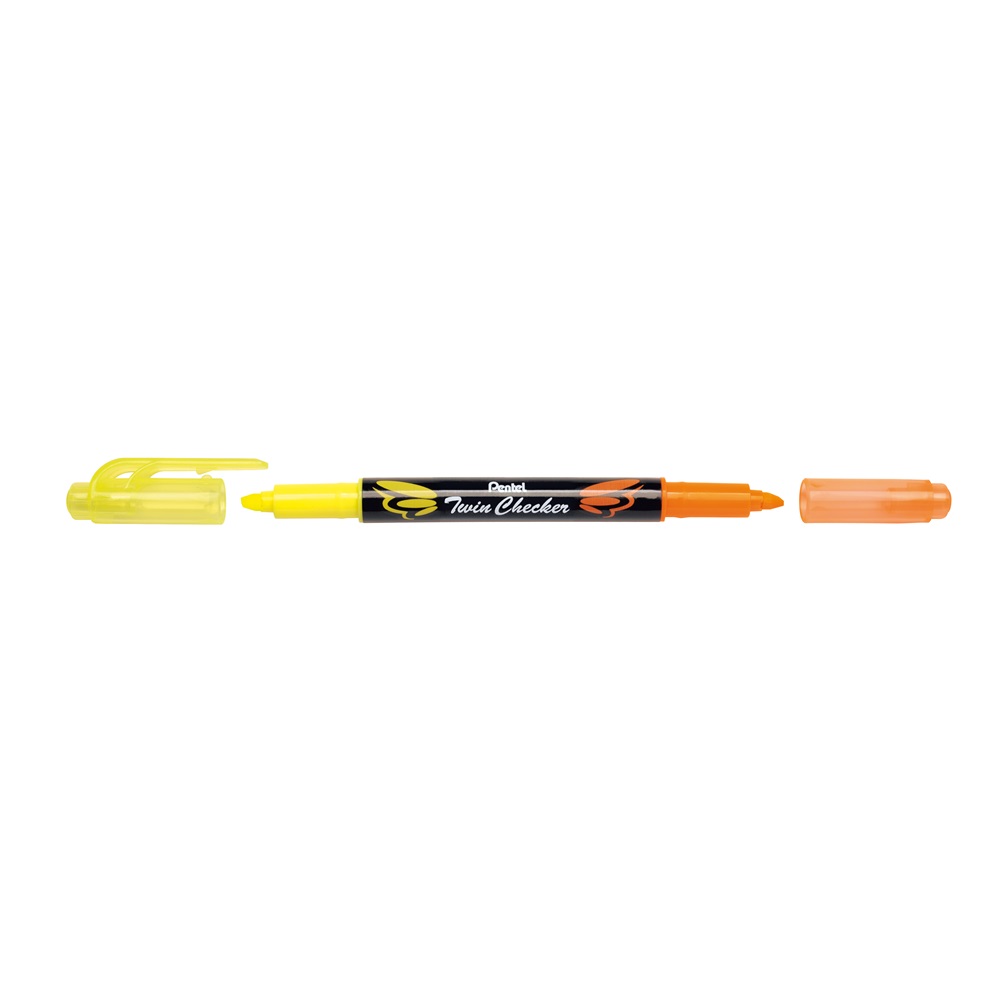 Dvojfarebný zvýrazňovač, PENTEL Twin Checker žltý/oranžový