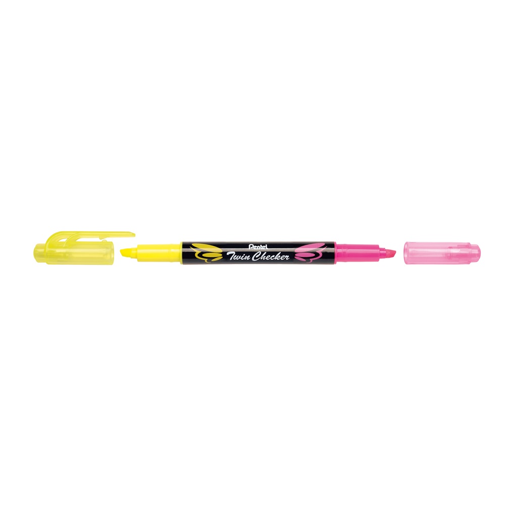 Dvojfarebný zvýrazňovač, PENTEL Twin Checker žltý/ružový