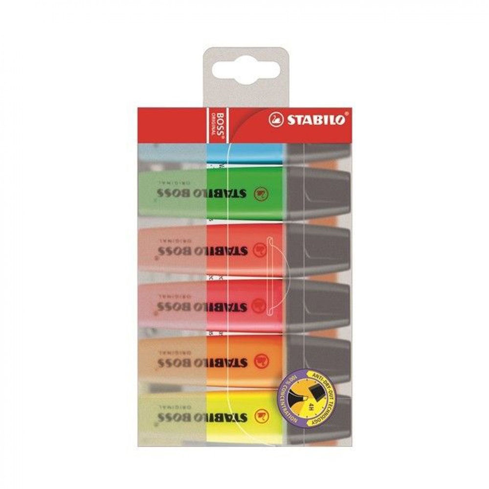 Zvýrazňovač 2-5mm mix farieb, STABILO BOSS Original sada 6ks