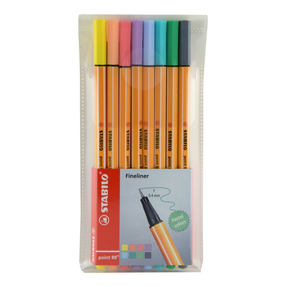 Sada popisovačov 8ks 0,4mm, mix pastelových farieb, STABILO POINT 88