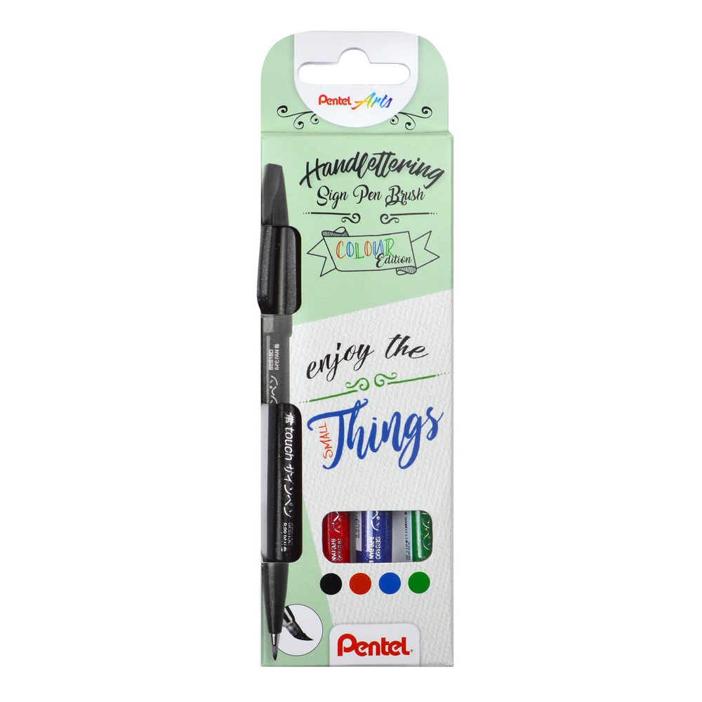 Sada kaligrafických popisovačov s ohybným hrotom 4ks, Pentel SES15 Basic