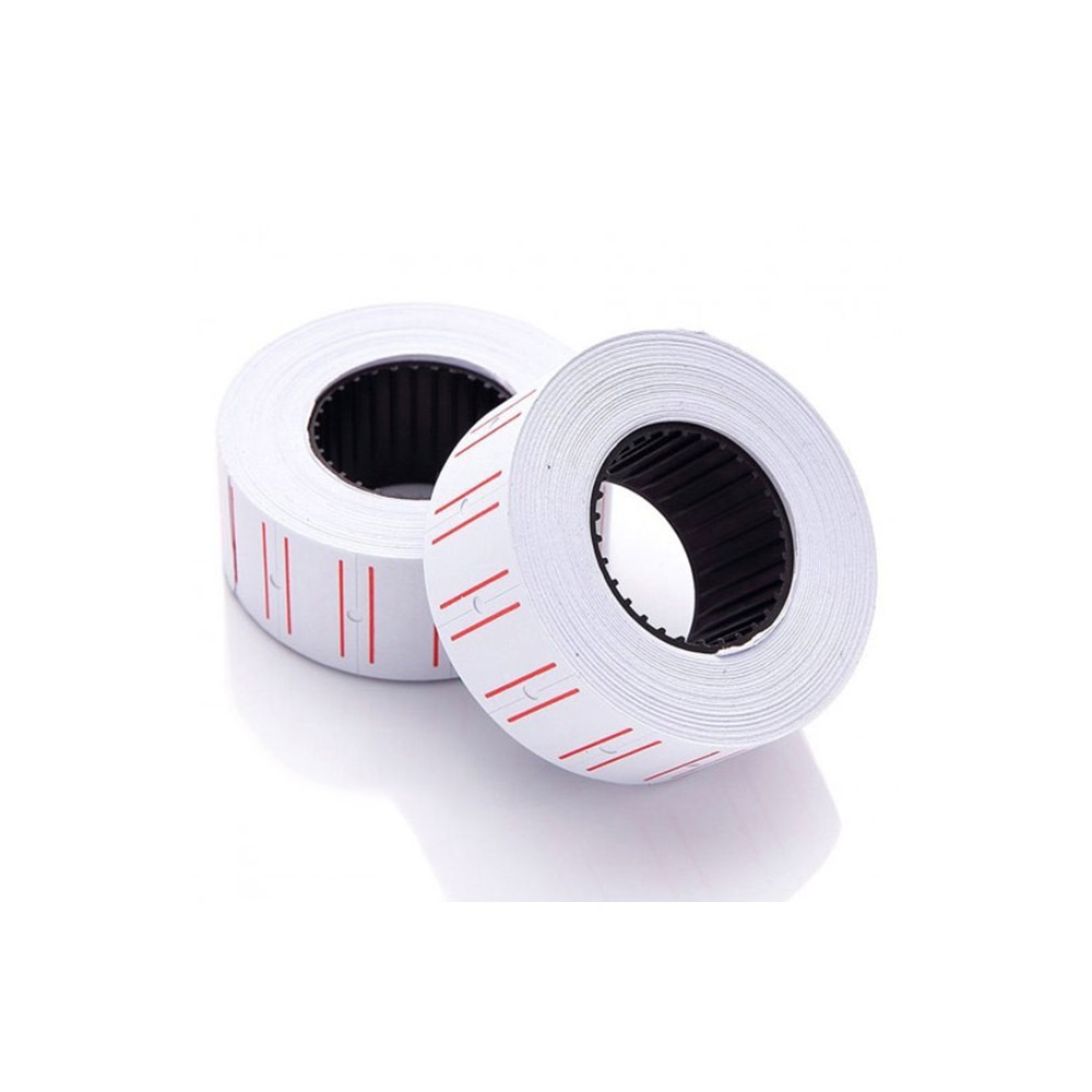 Cenové etikety 22x12mm, 1000ks rolka, MOTEX biele s červenou deliacou čiarou