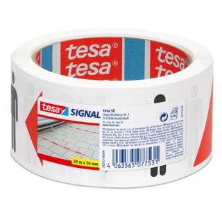 Vyznačovacia páska 50mm x 50m Tesa červeno-biela "vzdialenosť 1,5m"