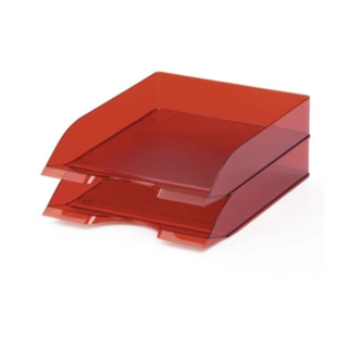 Odkladač stolový Durable Basic priehľadný červený