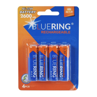 Batéria AA tužková HR6 dobíjateľná 2600mAH 4ks v balení, Bluering®